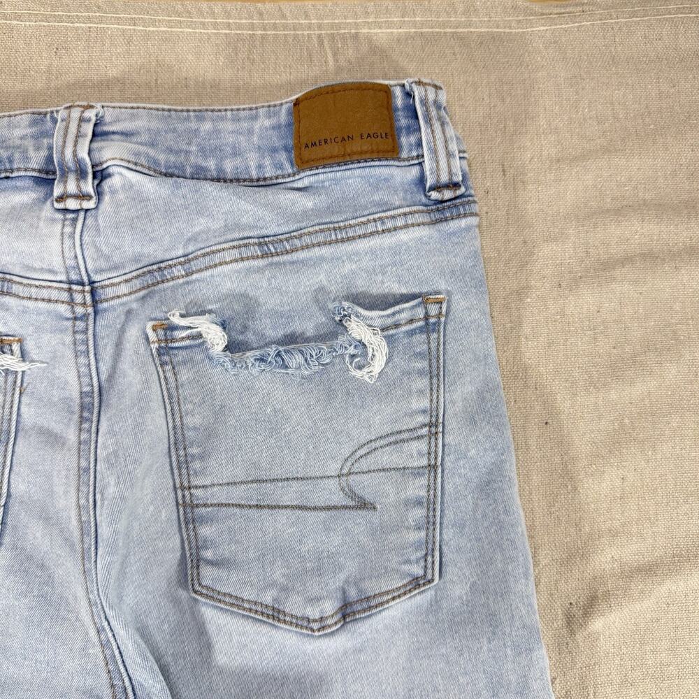 American Eagle Outfitters Womens Super High Rise Flare Jeans Light Wash 10 - Picture 6 of 13